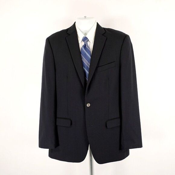 Calvin Klein Wool Navy Blue 38L 2 Silver Button Blazer Or‎ Slim Fit 40L - Picture 3 of 10